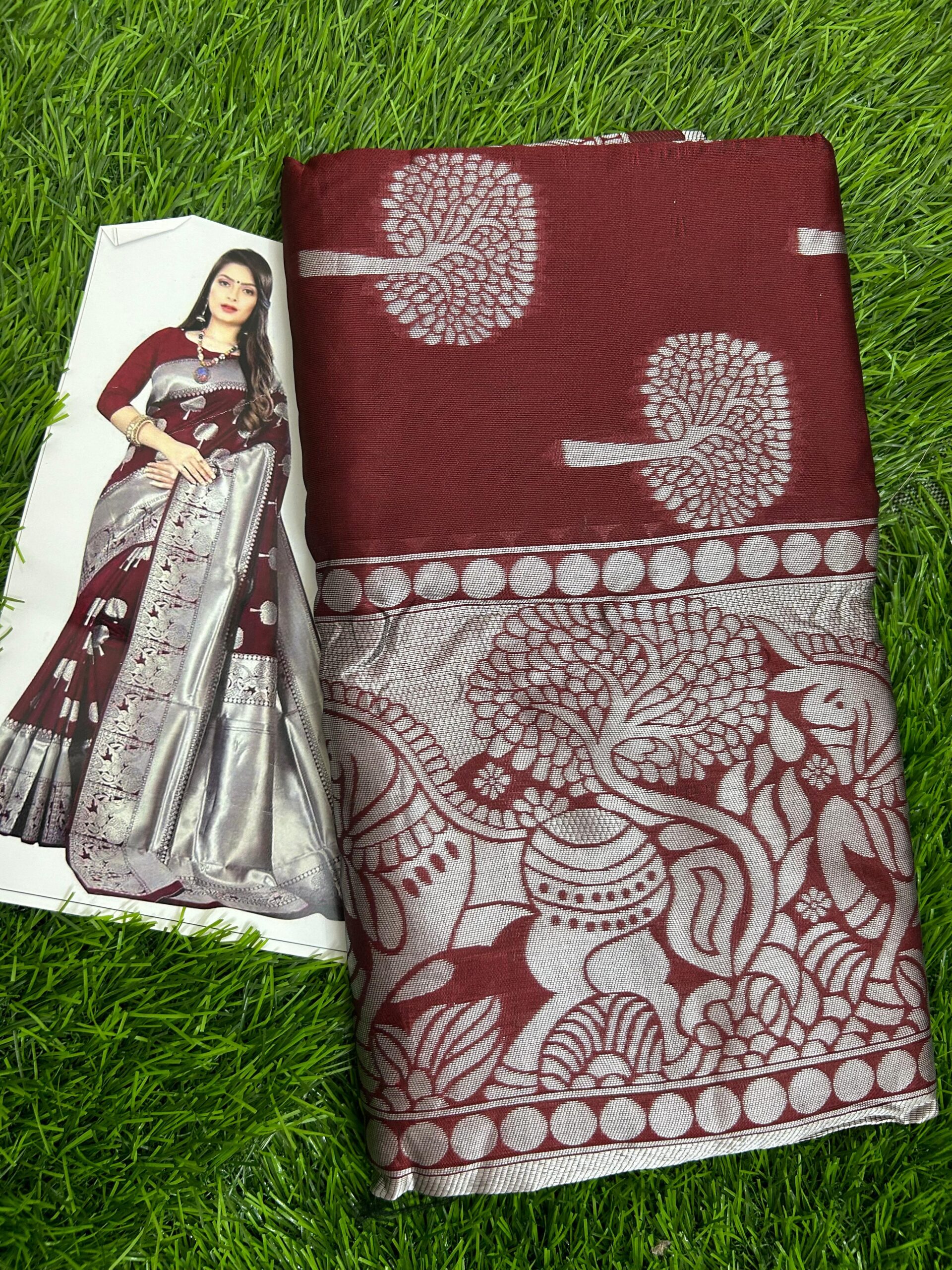 Coffee Sliver Star Designer Saree