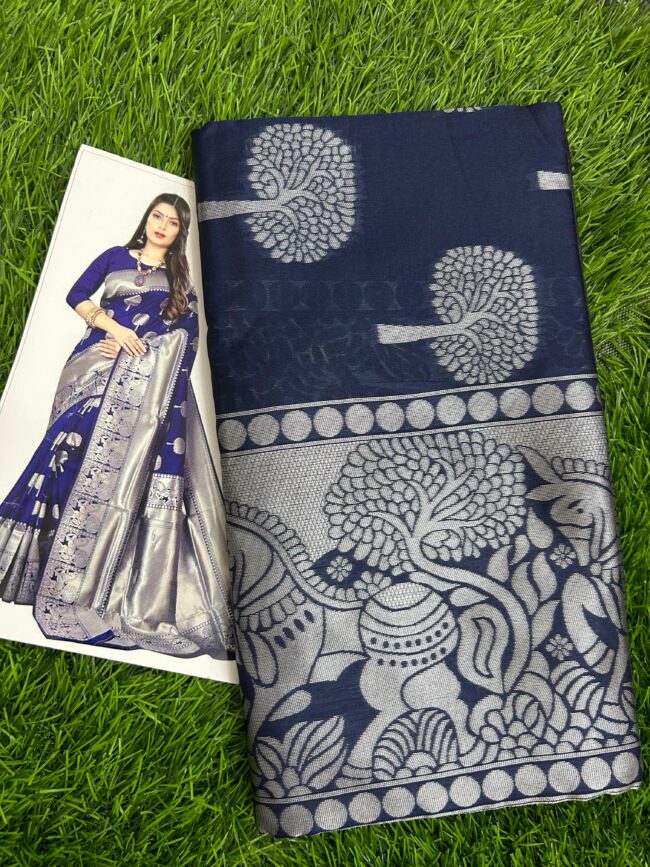 Dark Blue Sliver Star Designer Saree